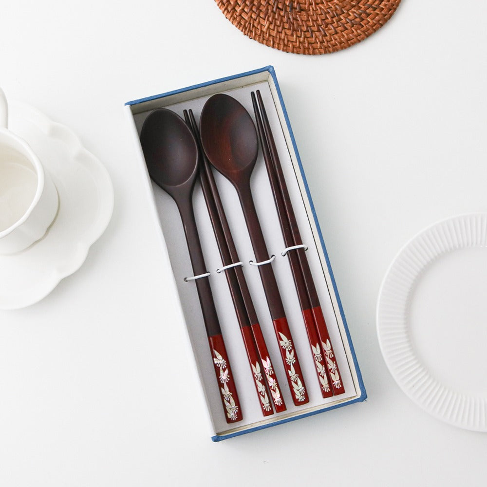 Masterpiece Najeon Ottchil Lacquer Rose Spoon & Chopsticks Set (Butterfly) (Master Artisan Jang Tae-bok)