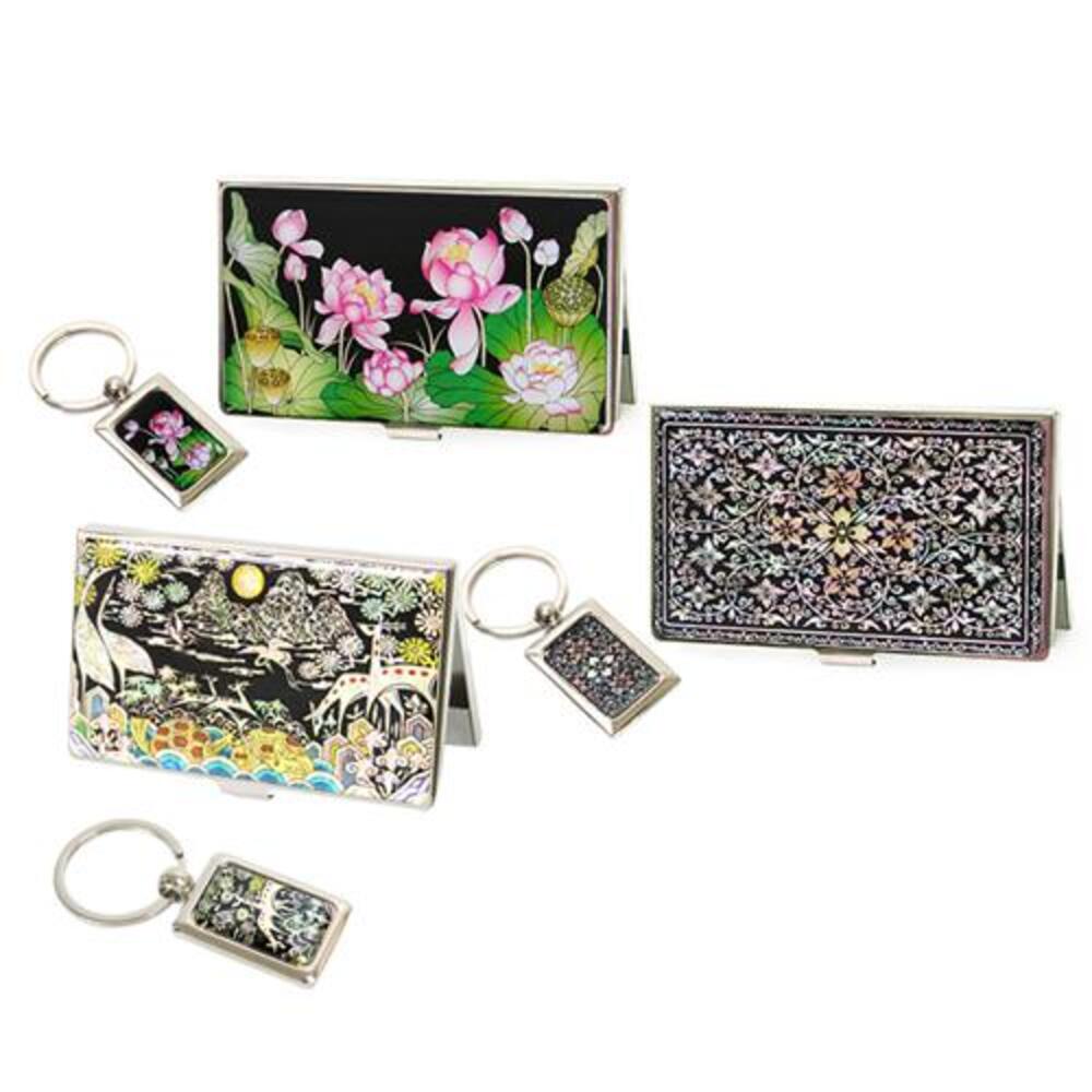 2-Piece Set: Business Card Case Keyring SNC Traditional Motif