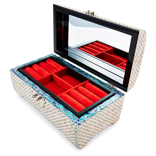 Peony Scholar 5-Drawer Mother of Pearl Jewelry Box Medium (Hanji, Red)