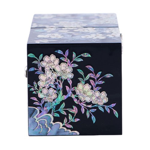 Plum Blossom Double LiddedJewelry Box (Black) - by Kim Yong-gwan