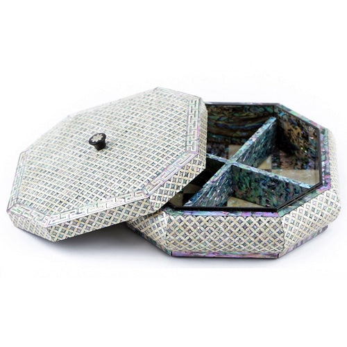 New Seven Treasures Motif (Diamond) Pattern 4-fold Knob Straight Octagonal Multi-Purpose Box - by Park In-ho