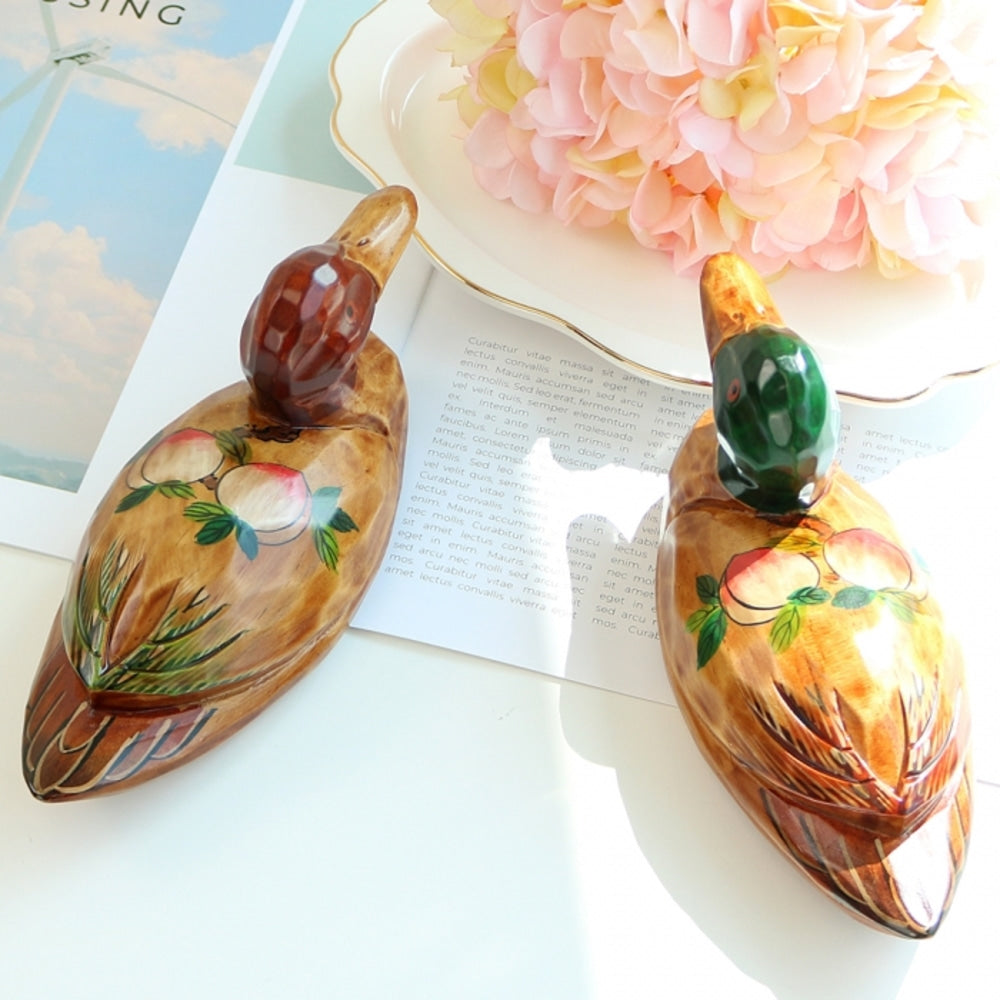 Premium Longevity Duck Set (Medium) Wood Carved Wedding Box Pyebaek Case