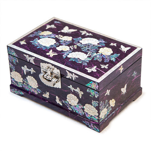 PeonyButterfly Hanji 2-Tier Mother of Pearl Jewelry Box (Purple) - Oh Myung - Ho