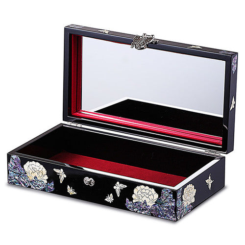 Peony Border Black Mother of Pearl 1-Tier Wedding Gift Box & Jewelry Box - Oh Myung - Ho