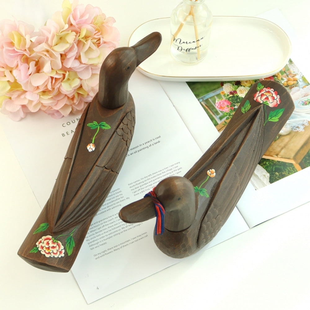 Wild Goose Wood Carved Set Peony Flower (Large) Wood Carved Box Wedding Pyebaek Box Wild Goose