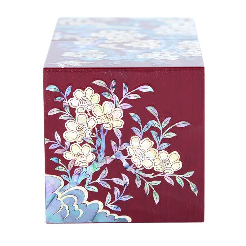 Plum Blossom Double LiddedJewelry Box (Red) - by Kim Yong-gwan