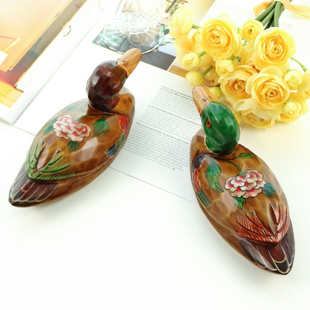 Premium Peony Duck Set (Medium) Wood Carved Wedding Pyebaek Box Dragon