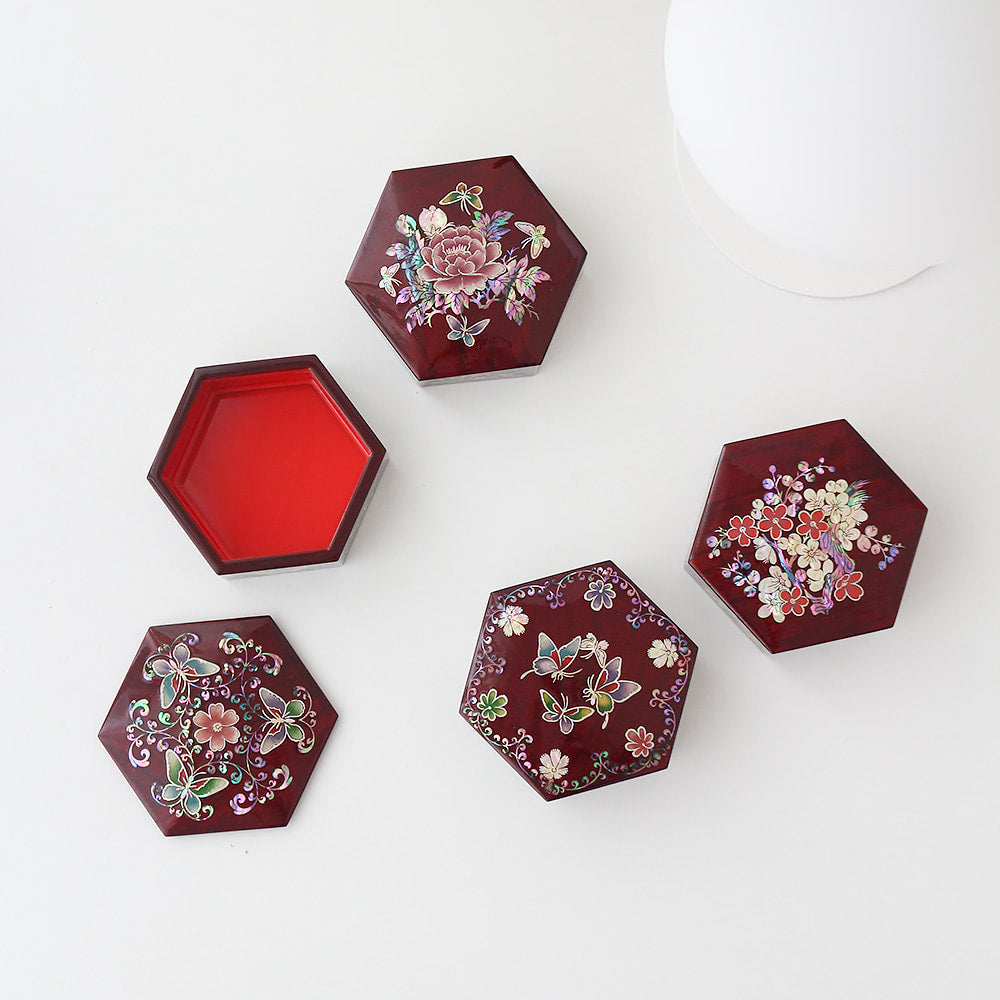 Premium Najeonchilgi Stacked Box Hexagonal Box Small Mother of Pearl Jewelry Box