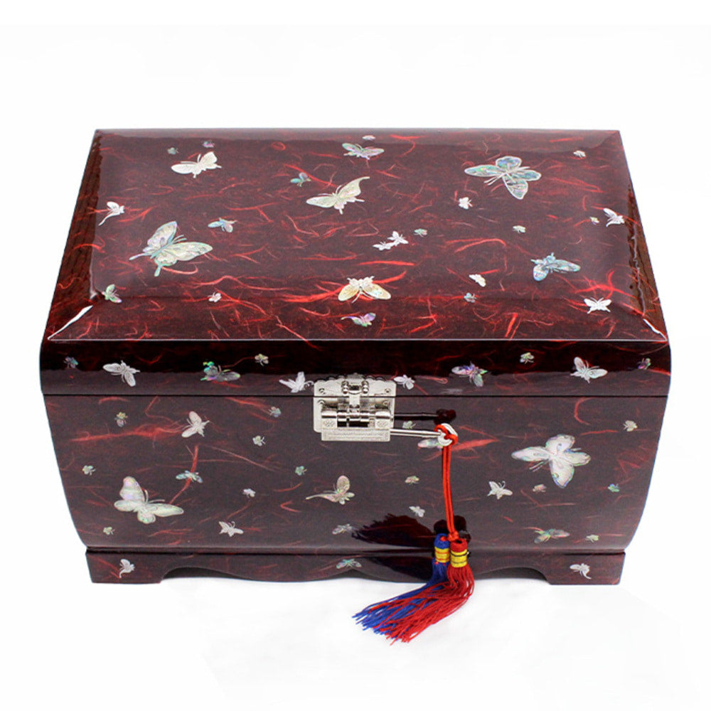 Hanji Mother of Pearl Butterfly Saju Wedding Box Najeon Jewelry Box (Red)D Jewelry Box Yedan Wedding Gift Box
