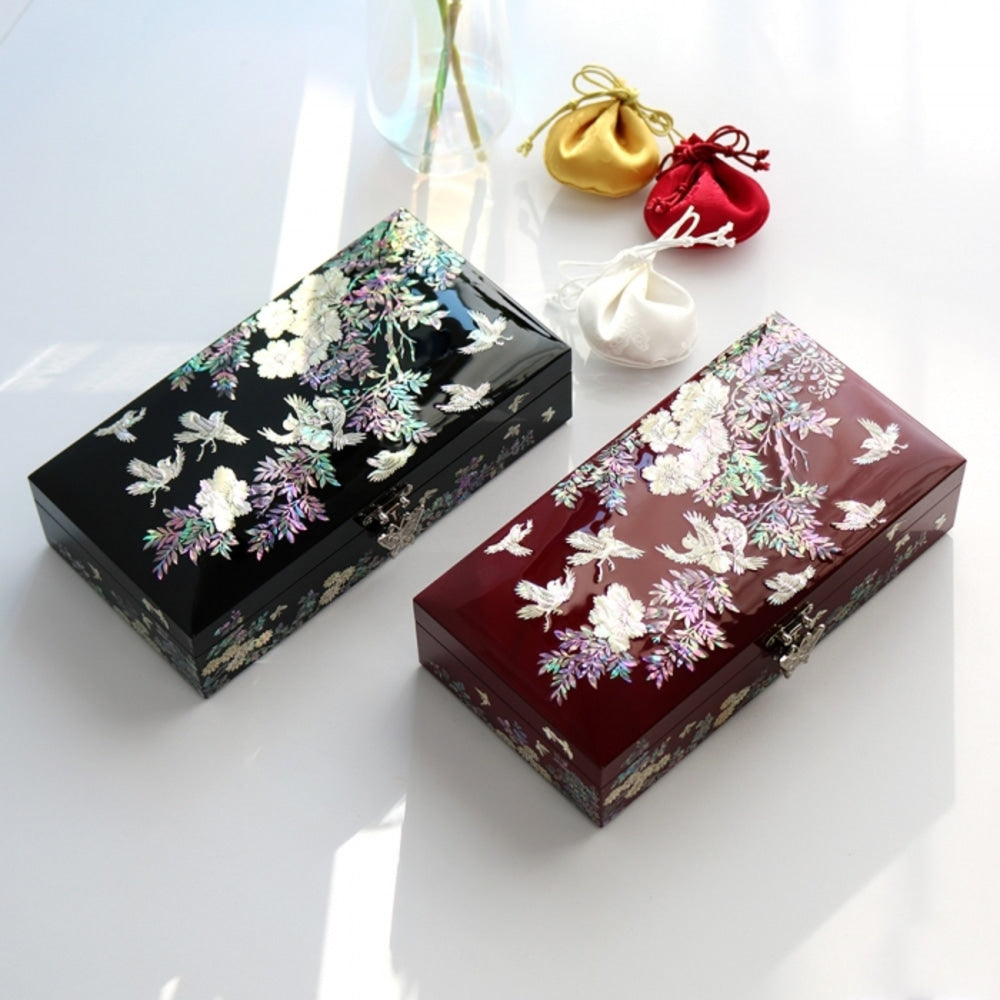Najeonchilgi 1-Tier Butterfly Garden Yedan Jewelry Box H Jewelry Box Yedan Wedding Gift Box Mother of Pearl, 23 cm