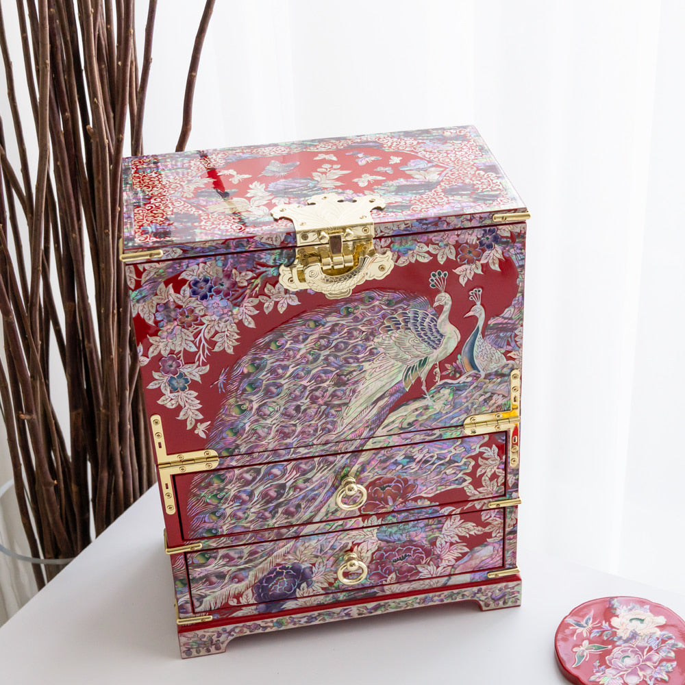 Peacock Bandaji Drawer Najeonchilgi Jewelry Chest, Extra Large by Jang Tae-bok