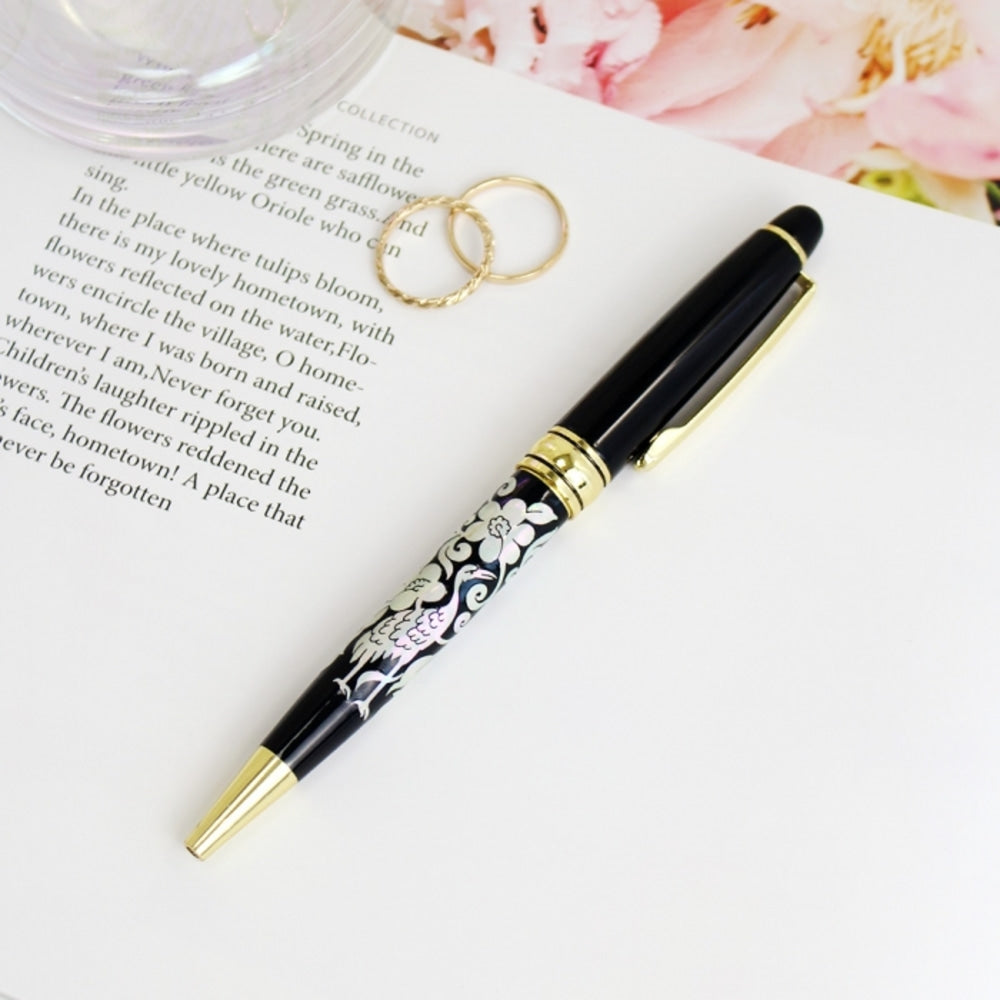 Premium Mother of Pearl Pen (Flower & Crane)