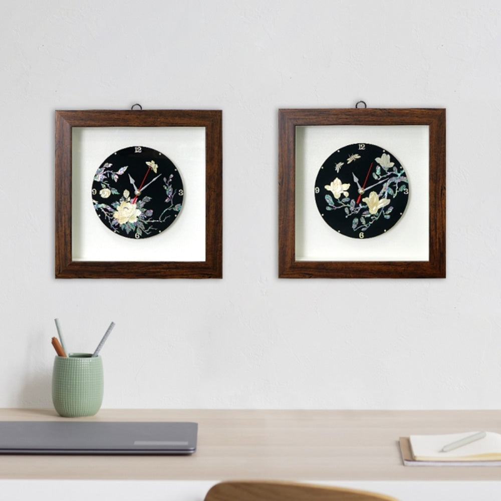Premium Najeonchilgi Whole-Shell Wall Mounted Clock Mother of Pearl Frame Large (Round) (Master Artisan Kim Sang-yun)