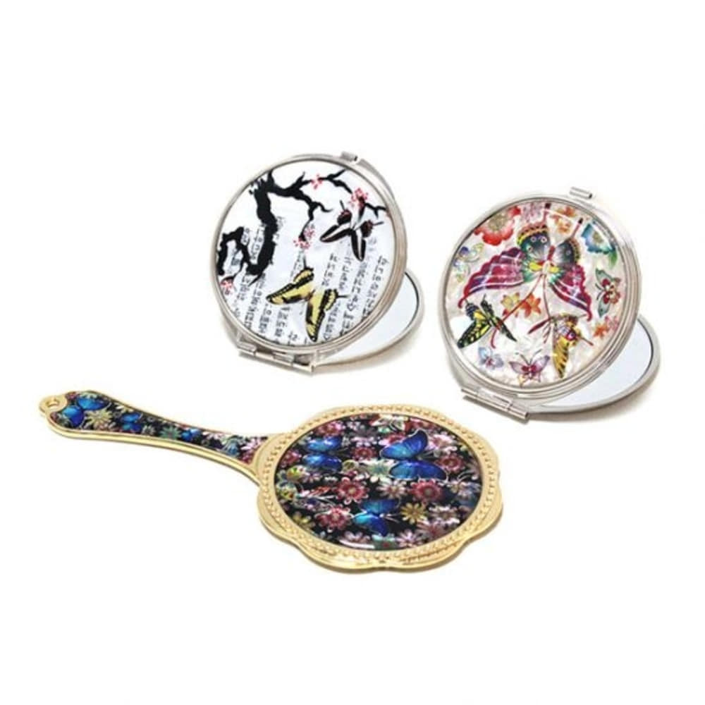 Portable Dragon Najeonchilgi Mother of Pearl Hand Mirror Medium N Plum Blossom Round Mirror Traditional Korean 01