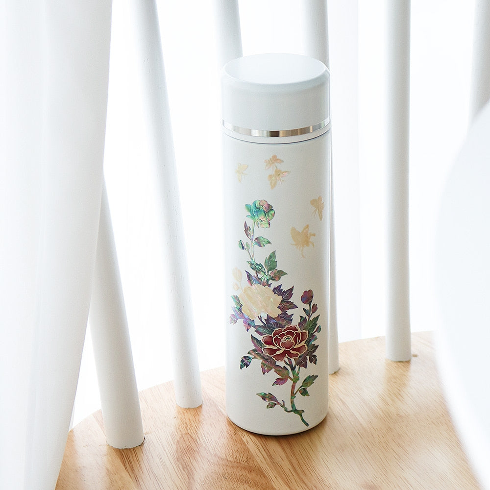 Najeonchilgi Painted Peony Stainless Steel Mother of Pearl Tumbler 500ml