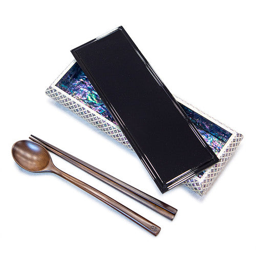 Good Luck Seven Treasures Motif Mother of Pearl Cutlery Case & Mother of Pearl Multi-Purpose Box - by by Park In-ho