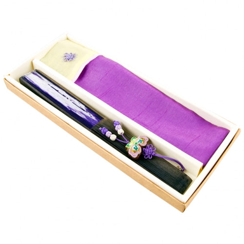Silk & Ramie Hand Fan (Purple) - FN0032