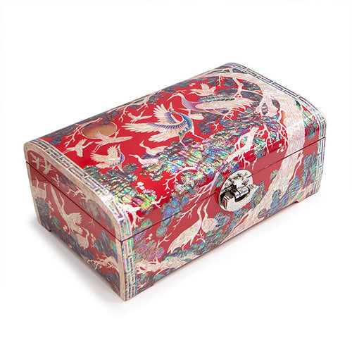 Peony Flower 1-Drawer Vanity Jewelry Box (Red) Small