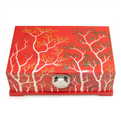 Four Seasons Spring & Summer Ottchil Najeon 2-Tier Jewelry Box (Red) by Jang Chun-cheol