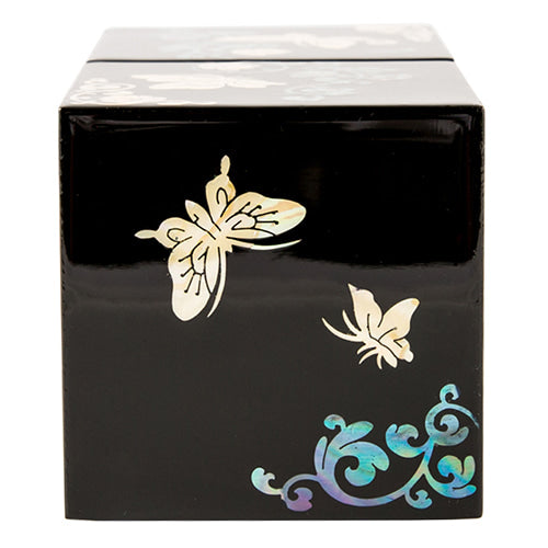 Glossy Butterfly Double Lidded Mother of Pearl Jewelry Box (Oh Myung - Ho)