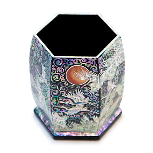 Najeon Chilgi Mother of Pearl Pen & Pencil Holder — Pine & Crane - OF0053