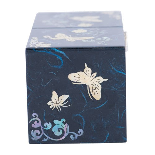 Hanji Butterfly Double LiddedJewelry Box (Blue) - Oh Myung - Ho Medium