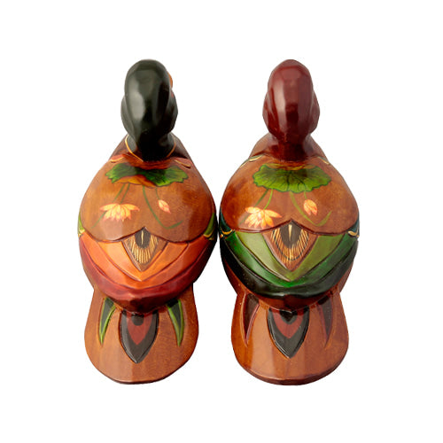 Medium Wooden Mandarin Duck — Lotus - DE0149