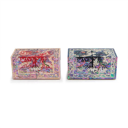 Crane & PineSquareBorderDouble LiddedJewelry Box - Small (Black, Red) Oh Myung - Ho