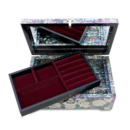 Peacock 2-Tier Mother of Pearl Jewelry Box (Medium)- by Park In-ho