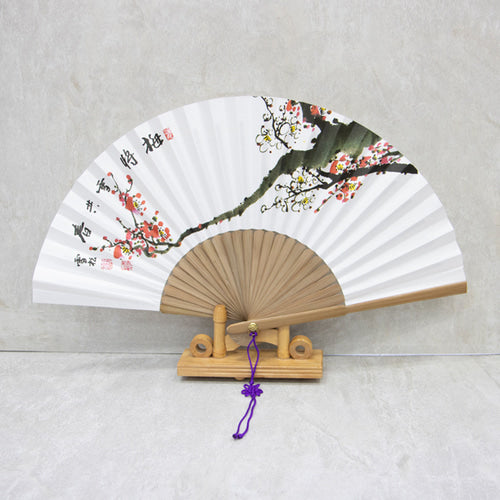 Medium Hanji Traditional Fan — Plum Blossom - FN0112