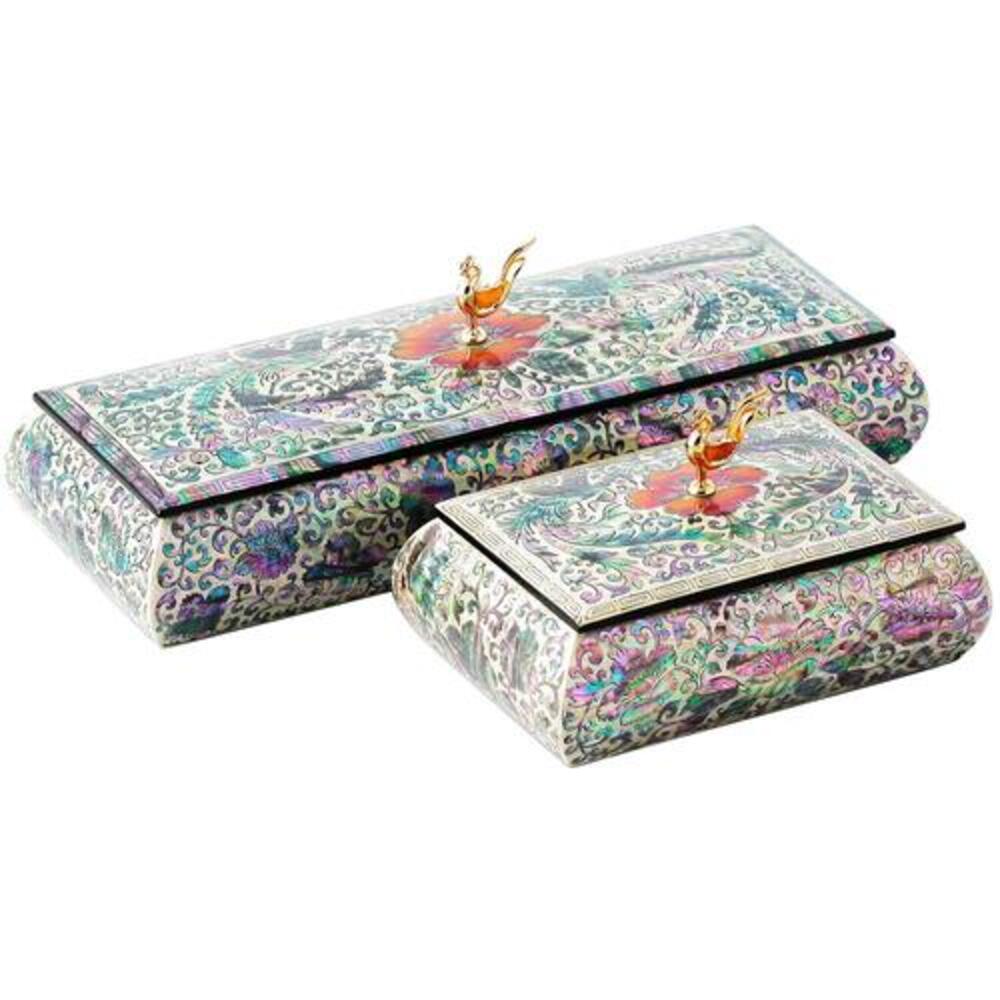 Phoenix Mother of Pearl Business Card & Pen Holder Set — by Master Artisan Kwak Jang-sun - OF0234
