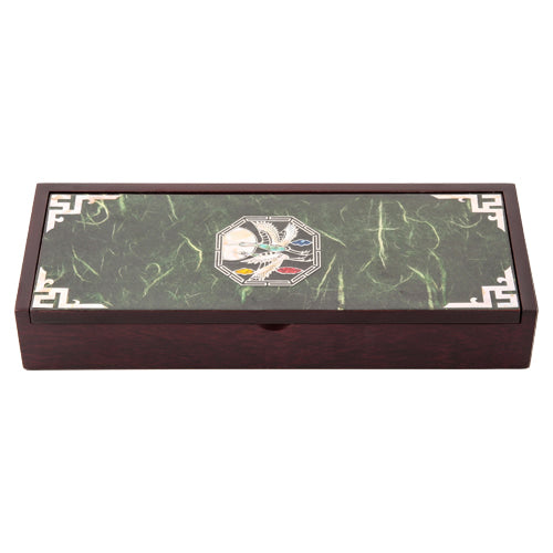 Hanji Mother-of-Pearl Pen Case — Octagonal Crane — Green