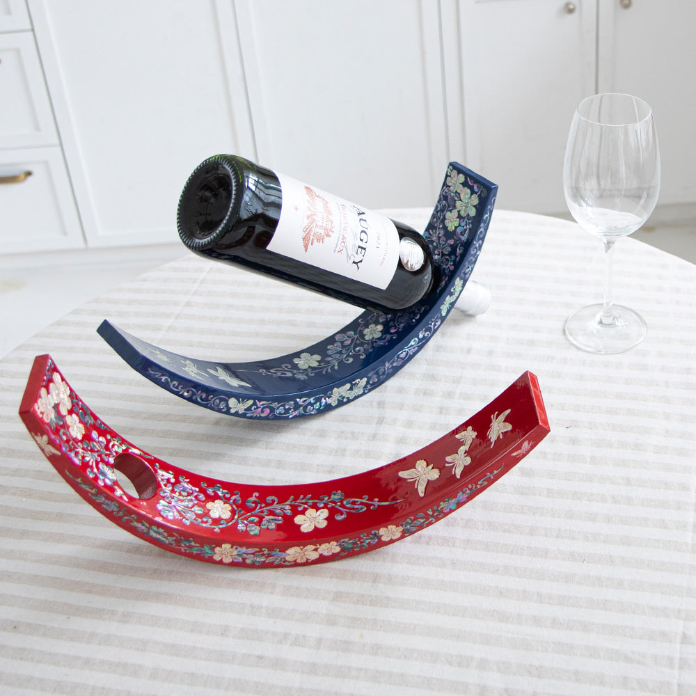 Mother of Pearl Wine Bottle Holder — Najeon Chilgi Lacquerware (Free Bojagi Wrap) - DE0122