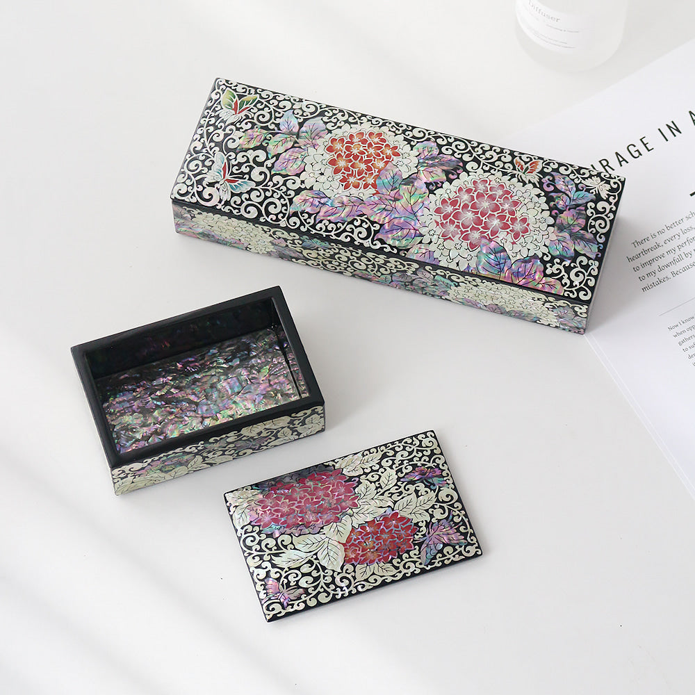 2-Piece Set: Premium Najeon Hydrangea Business Card Pen Case Set (Master Artisan Jang Tae-bok)