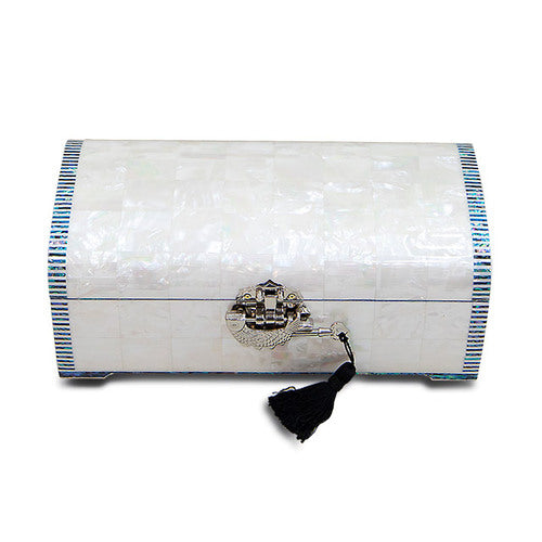 White Pearl Rounded 2-Tier Najeonchilgi Jewelry Box, 24 cm by Park In-ho