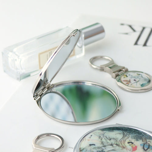 2-Piece Set: Mother of Pearl Hand Mirror Keyring N