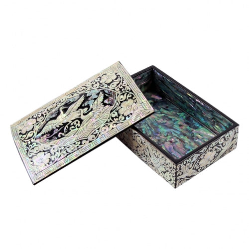 쌍Crane Mother of Pearl Business Card Case, Multi-Purpose Box