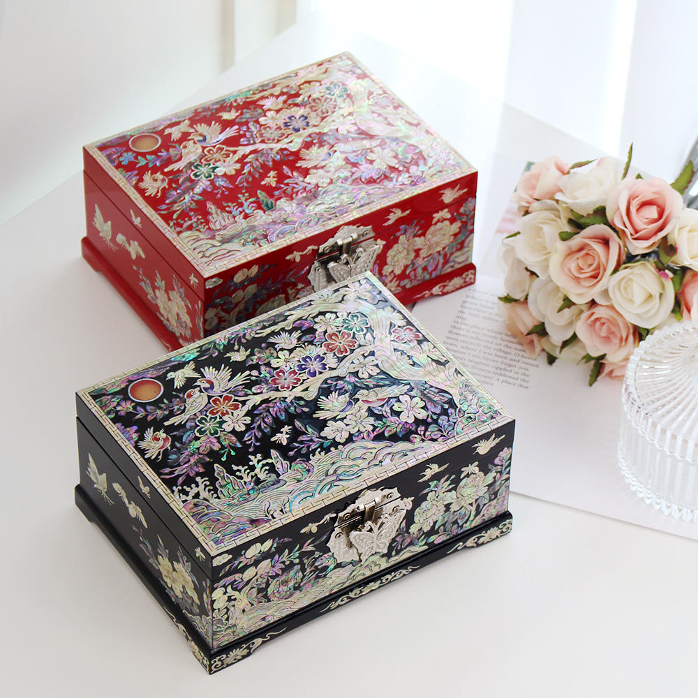 Najeonchilgi 2-Tier Mother of Pearl Jewelry Box Ring Yedan Wedding Gift Box