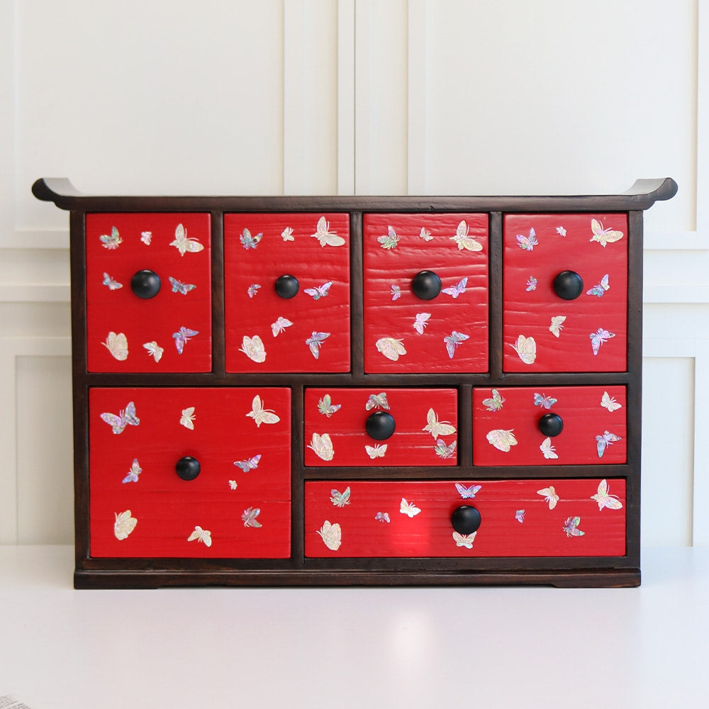 Color Mother of Pearl Butterfly Seonbi Scholar 8-Drawer (Medium)
