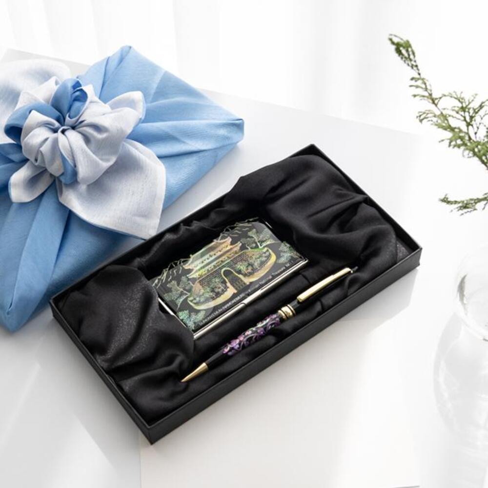 Najeon Chilgi Mother of Pearl Business Card Case Set — Pine & Crane - OF0148