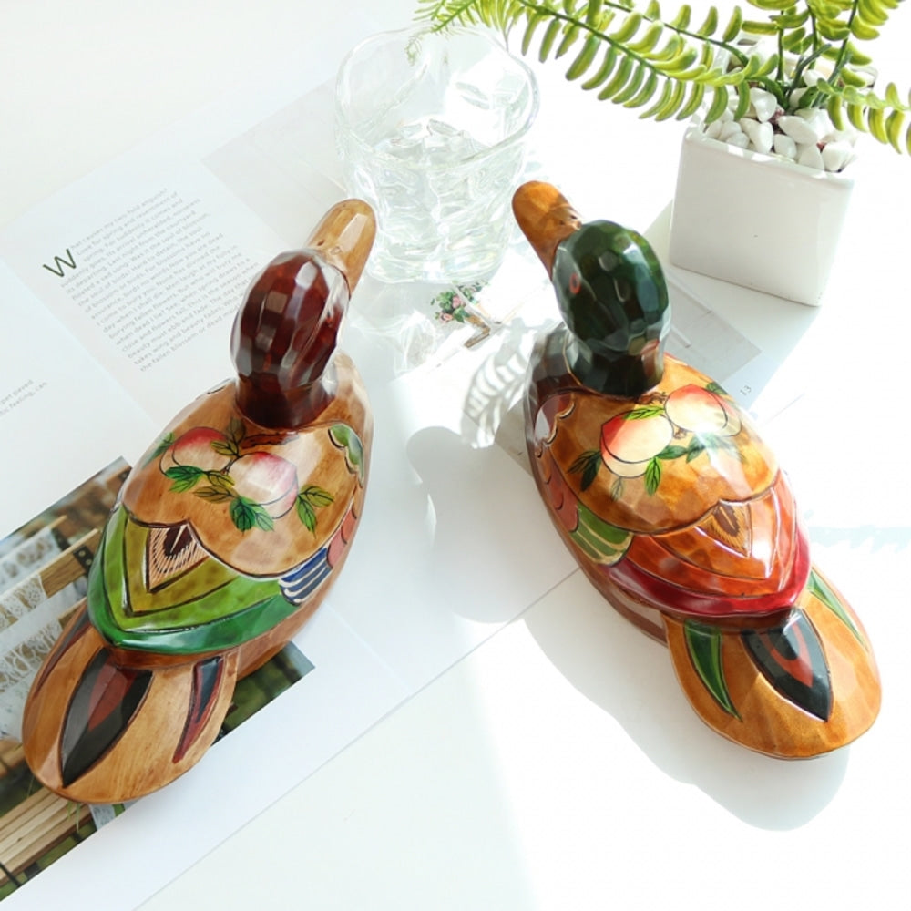 Premium Subok Longevity & Fortune Duck Set (Large) Wood Carved Box Dragon Wedding Newlyweds