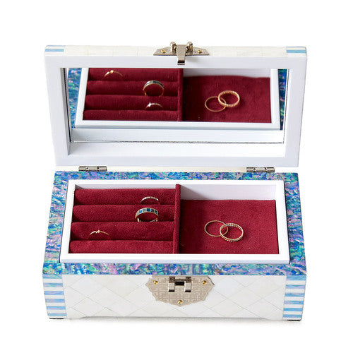 White Pearl Rounded 2-Tier Najeonchilgi Jewelry Box, 21 cm by Park In-ho