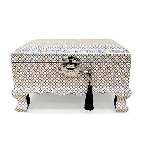 Seven Treasures Pattern Good Luck 2-Tier Magpie-foot Left Jewelry Box- by Park In-ho