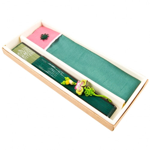 Silk & Ramie Hand Fan — Butterfly (Green) - FN0035