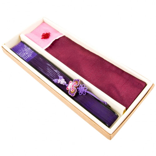 Silk & Ramie Hand Fan — Butterfly (Purple) - FN0036