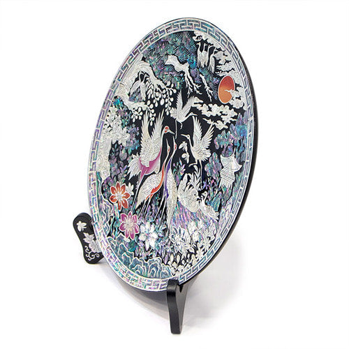 Najeon Chilgi Mother of Pearl Plate & Tray — Pine & Crane by Kim Gil-su - DE0041