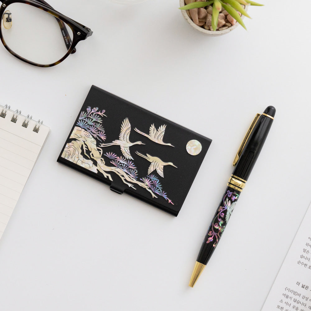Najeon Chilgi Mother of Pearl Business Card Case Set — Pine & Crane - OF0146