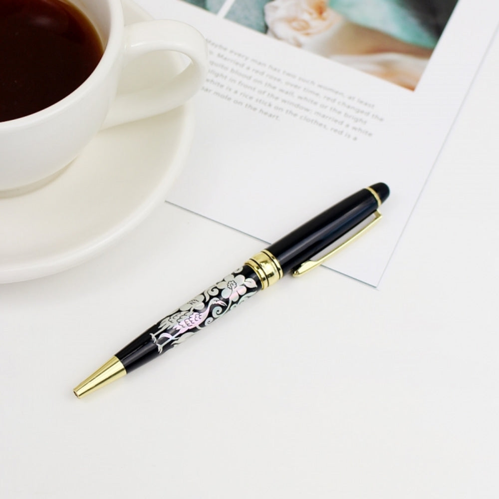 2-Piece Set: Gold Mother of Pearl Business Card Case N Mother of Pearl Pen