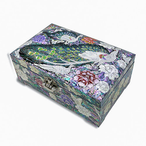 ButterflyPeony Hanji Mother of Pearl Vanity Jewelry Box (Red)