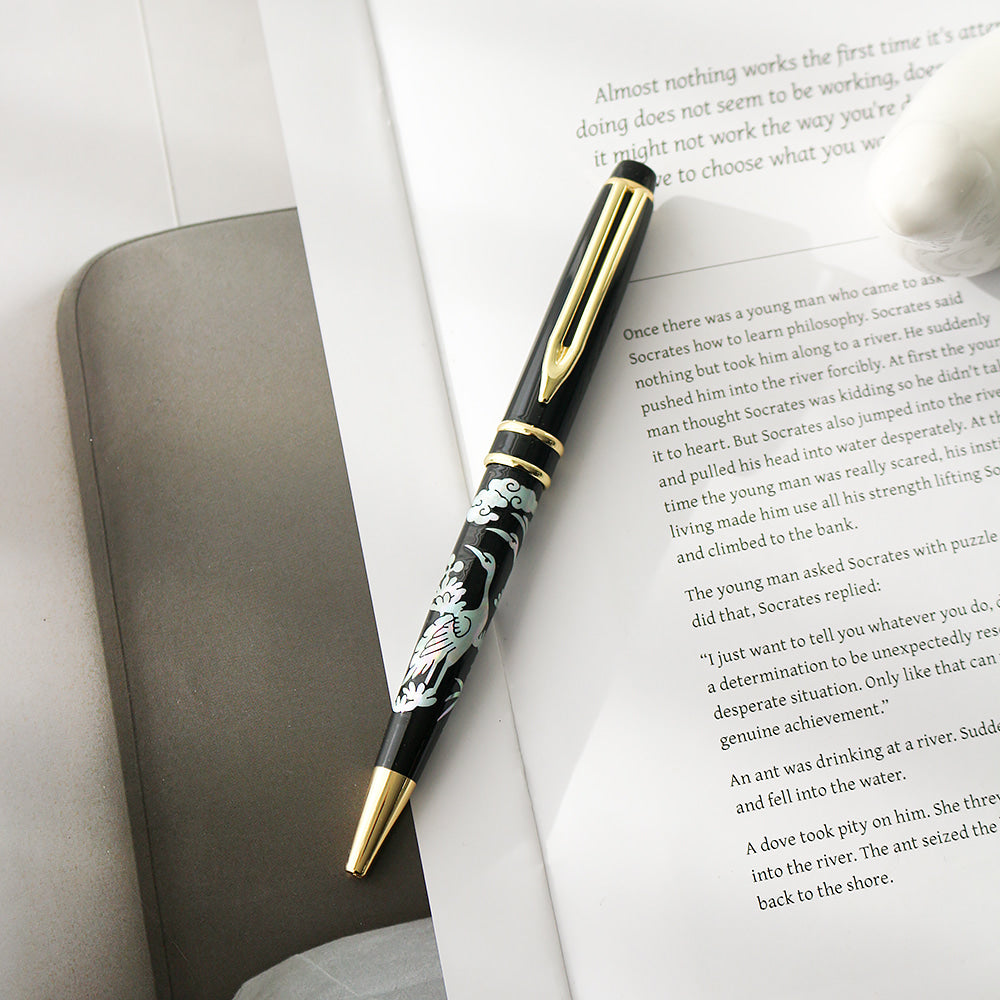 Premium Mother of Pearl Pen (Pine & Crane)